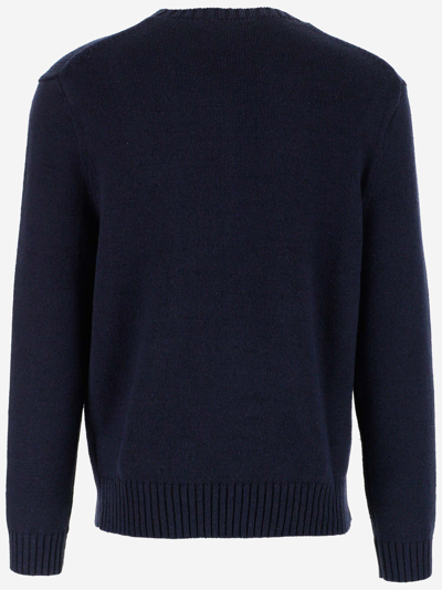 Shop Ralph Lauren Cotton And Linen Blend Sweater In Blue