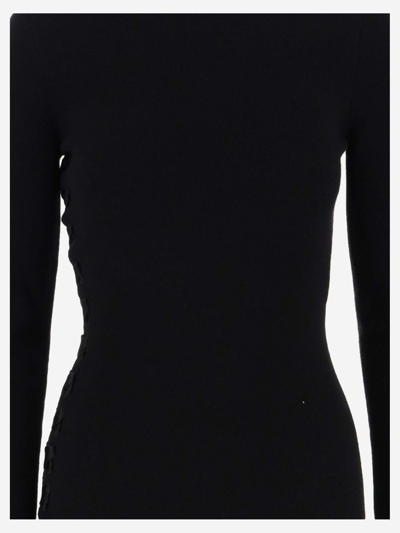 Shop Saint Laurent Long Wool Lace-up Dress In Black
