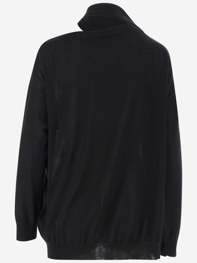 Shop Valentino Cashmere And Silk Turtleneck With Cut-out Detailing In Black