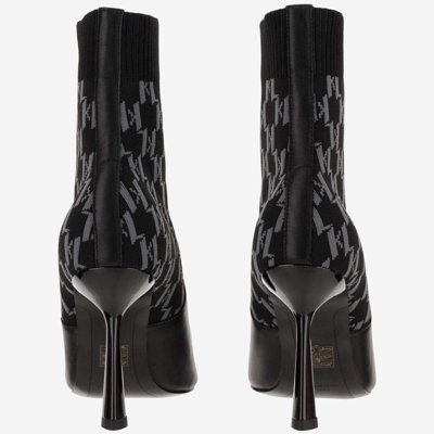 Shop Karl Lagerfeld Monogrammed Ankle Boots In Black