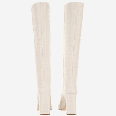 Shop Paris Texas Leather Boot With Croc Print In White