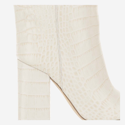 Shop Paris Texas Leather Boot With Croc Print In White