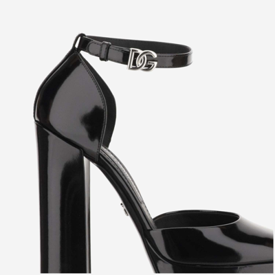 Shop Dolce & Gabbana Shiny Calfskin Platform In Black