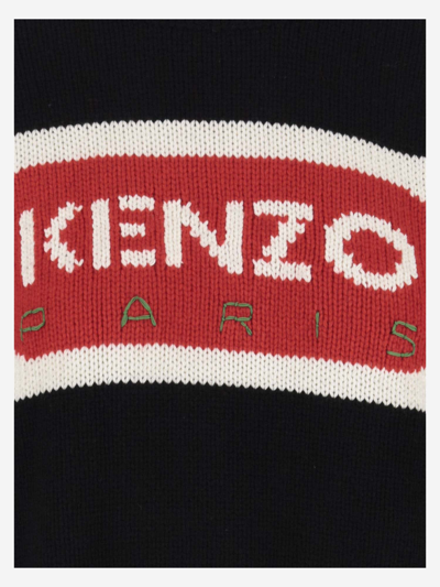 Shop Kenzo Wool Blend Sweater With Logo In Black