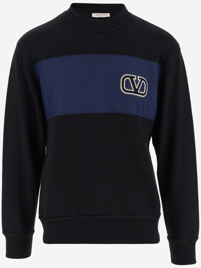Shop Valentino Cotton Sweatshirt With Logo Patch In Black
