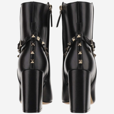 Shop Valentino 90mm Nappa Leather Rockstud Ankle Boot In Black