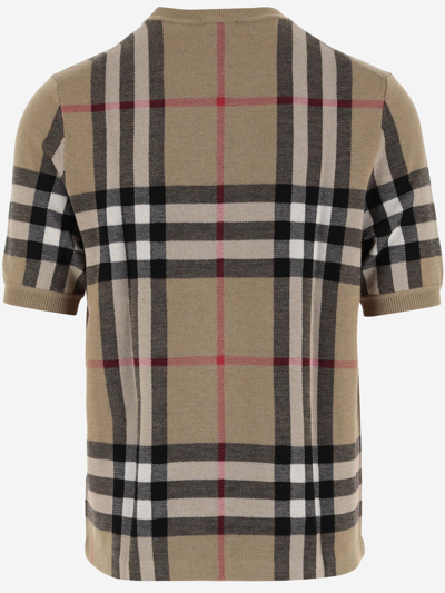 Shop Burberry Merino Wool And Mulberry Silk Blend T-shirt In Beige