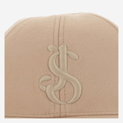 Shop Jil Sander Cashmere Baseball Cap With Logo In Camel