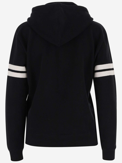 Shop Saint Laurent Cotton Hoodie With Logo In Black