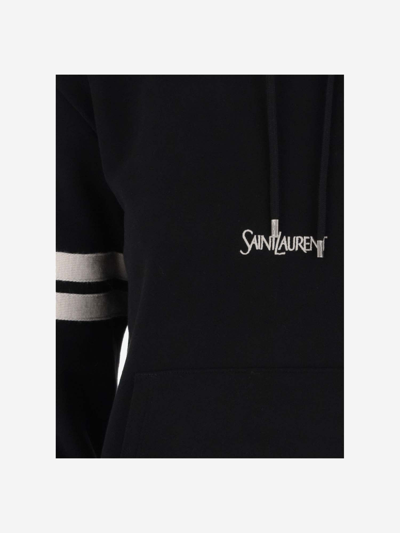 Shop Saint Laurent Cotton Hoodie With Logo In Black