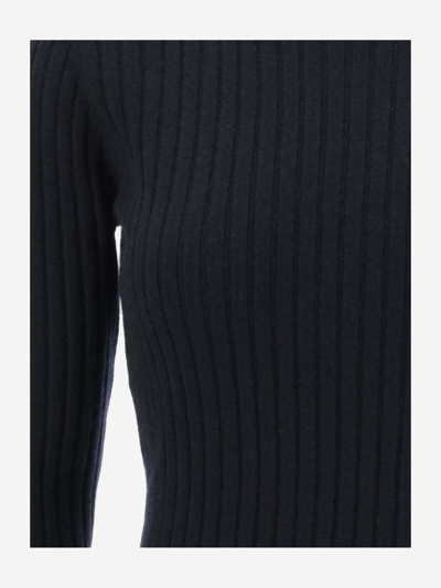 Shop Allude Ribbed Cashmere Pullover In Blue