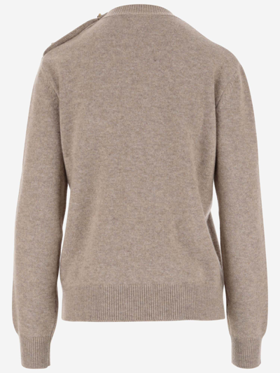 Shop Bottega Veneta Cashmere Sweater With Knot Detail In Beige