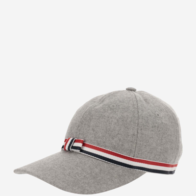 Shop Thom Browne Wool Baseball Hat In Grey