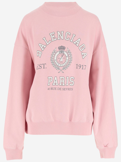 Shop Balenciaga Cotton Sweatshirt With 1917 Logo In Pink