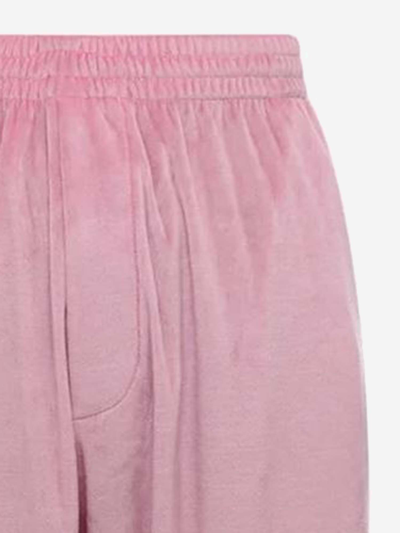 Shop Balenciaga Velvet Baggy Pants In Pink