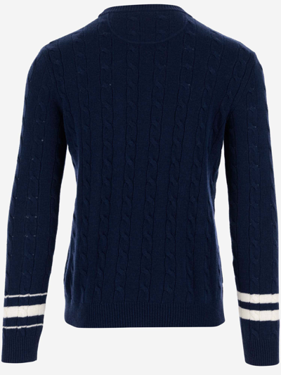 Shop Valentino Wool Pullover With Logo In Blue