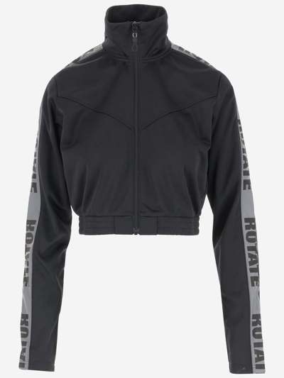 Shop Rotate Birger Christensen Nylon Crop Jacket With Logo In Black