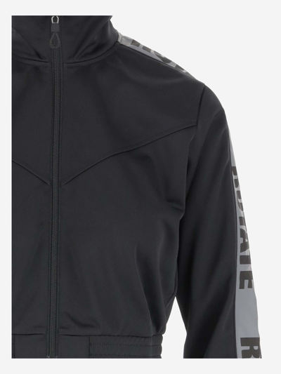 Shop Rotate Birger Christensen Nylon Crop Jacket With Logo In Black