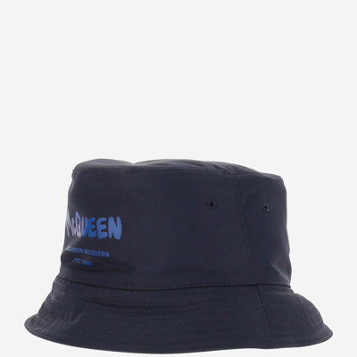 Shop Alexander Mcqueen Graffiti Print Bucket Hat In Blue