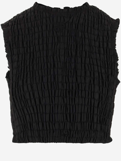 Shop Patou Short Honeycomb Top In Sustainable Fault Line In Black