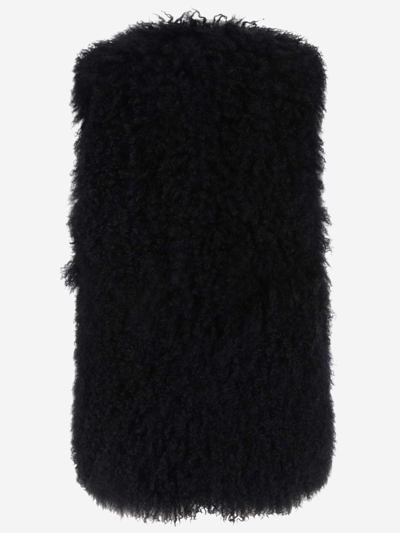 Shop Blumarine Mongolian Fur Vest In Black