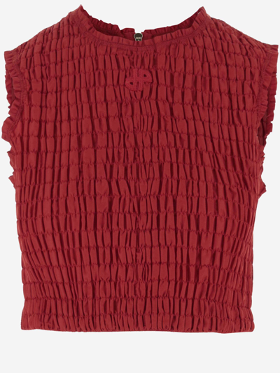 Shop Patou Short Honeycomb Top In Sustainable Fault Line In Red