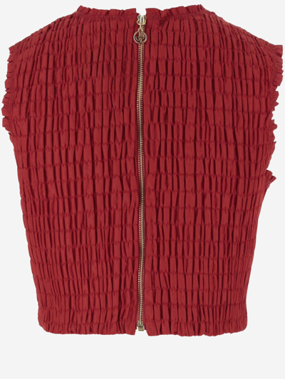 Shop Patou Short Honeycomb Top In Sustainable Fault Line In Red