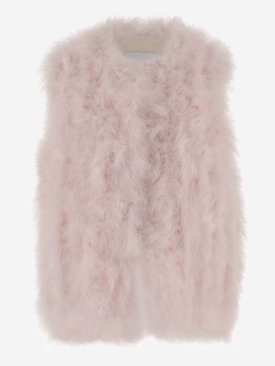 Shop Yves Salomon Short Feather Vest In Pink