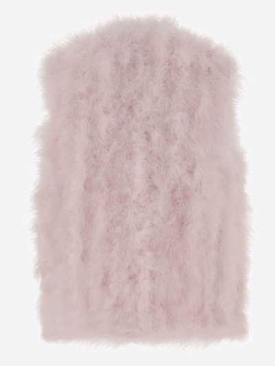 Shop Yves Salomon Short Feather Vest In Pink