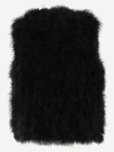 Shop Yves Salomon Short Feather Vest In Black