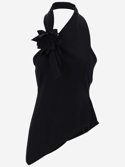 Shop Coperni Technical Jersey Top With Flower Detail In Black