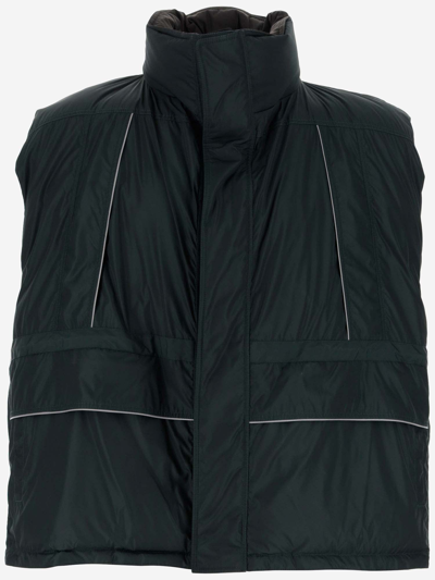 Shop Balenciaga Padded Vest With Print In Green