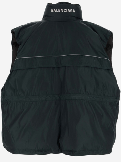 Shop Balenciaga Padded Vest With Print In Green