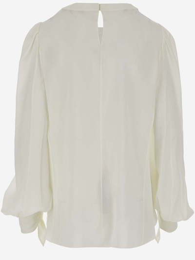 Shop Chloé Crêpe De Chine Top With Knotted Detail In White