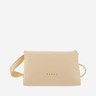 Shop Marni Small Leather Prism Bag In Ivory