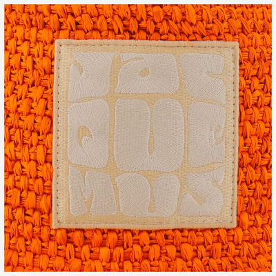 Jacquemus Textured Orange Woven Bucket Hat With Logo Patch In Orange