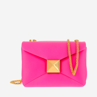 Shop Valentino Nappa Leather One Stud Chain Bag In Pink Pp