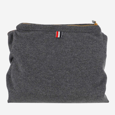 Shop Thom Browne Sweater Shoulder Bag In Med Grey
