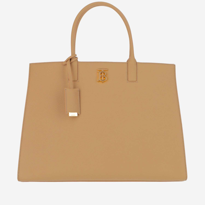 Shop Burberry Frances Small Tote Bag In Beige
