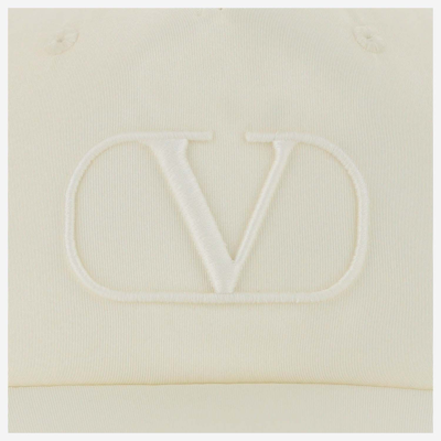 Shop Valentino Vlogo Signature Silk Baseball Hat In White