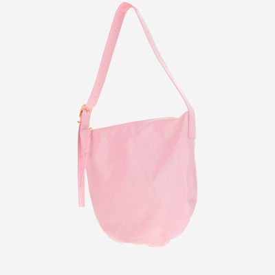 Shop Jil Sander Crinkled Leather Medium Shoulder Bag In Pink