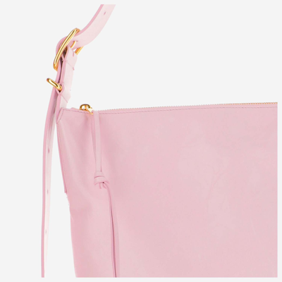 Shop Jil Sander Crinkled Leather Medium Shoulder Bag In Pink