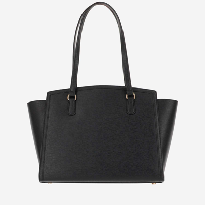 Shop Michael Michael Kors Chantal Large Leather Tote Bag In Black