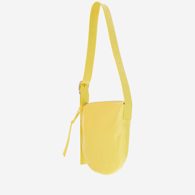 Shop Jil Sander Crinkled Leather Small Shoulder Bag In Yellow