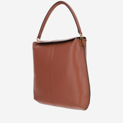 Shop Tod's Tods Large Leather T Case Hobo Bag In Brown