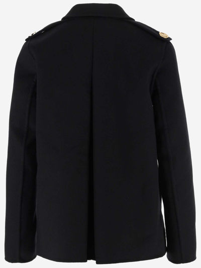 Shop Tory Burch Double-breasted Wool Coat In Black