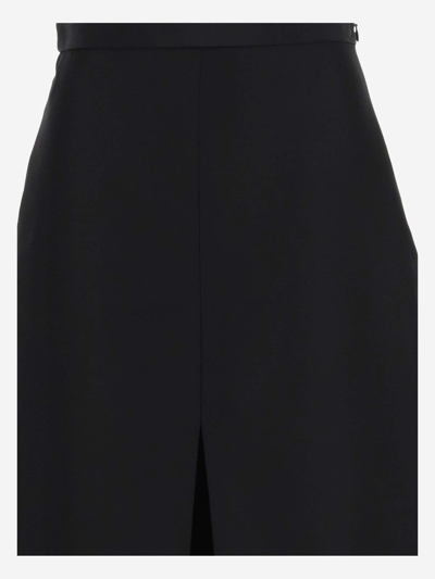 Shop Khaite Wool And Viscose Midi Skirt In Black