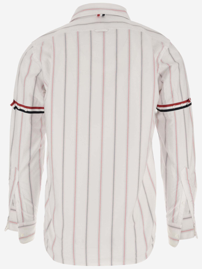Thom Browne Straight Fit Stripe Grosgrain Band Button-down Shirt In Red