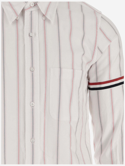 Thom Browne Straight Fit Stripe Grosgrain Band Button-down Shirt In Red
