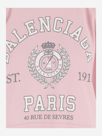 Shop Balenciaga Logo 1917 Cotton Hoodie In Pink